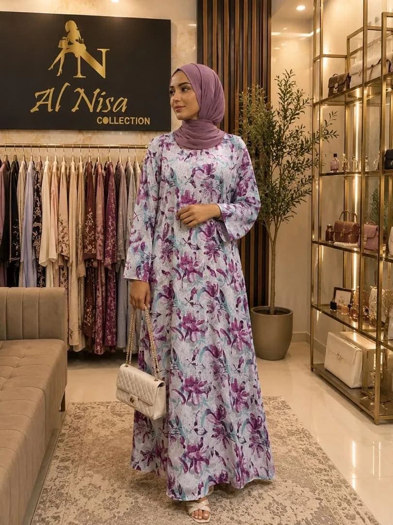 Maxi Robe Fleurie – Violet Éclipse